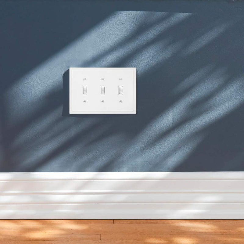 Henne Bery Modern Edge Decorative Wall Plate Switch Plate Outlet Cover, Durable Solid Zinc Alloy (Triple Toggle, White) - Image 3